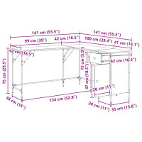Produktbild för Skrivbord Svart Ek 141 x 141 x 75 cm Konstruerat trä