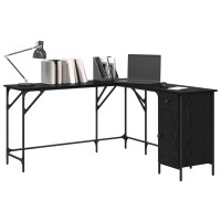 Produktbild för Skrivbord Svart Ek 141 x 141 x 75 cm Konstruerat trä