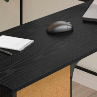 Produktbild för Skrivbord Svart Ek 141 x 141 x 75 cm Konstruerat trä