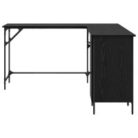 Produktbild för Skrivbord Svart Ek 141 x 141 x 75 cm Konstruerat trä