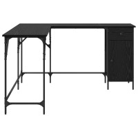 Produktbild för Skrivbord Svart Ek 141 x 141 x 75 cm Konstruerat trä
