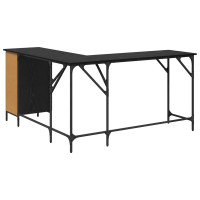 Produktbild för Skrivbord Svart Ek 141 x 141 x 75 cm Konstruerat trä