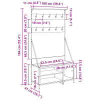 Produktbild för Klädhängare Gammalt trä 100 x 41 x 184 cm Konstruerat trä