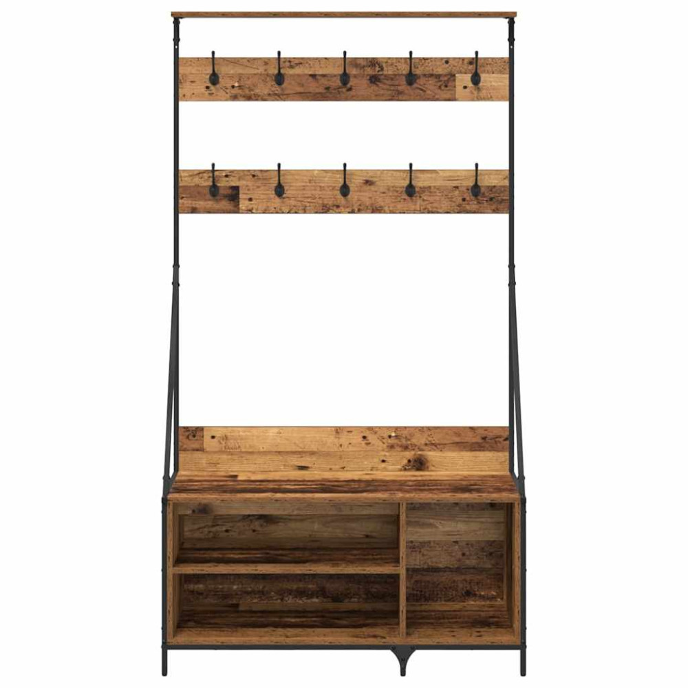 Produktbild för Klädhängare Gammalt trä 100 x 41 x 184 cm Konstruerat trä