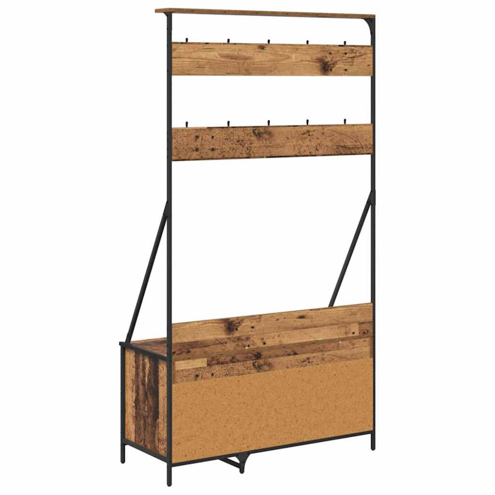 Produktbild för Klädhängare Gammalt trä 100 x 41 x 184 cm Konstruerat trä