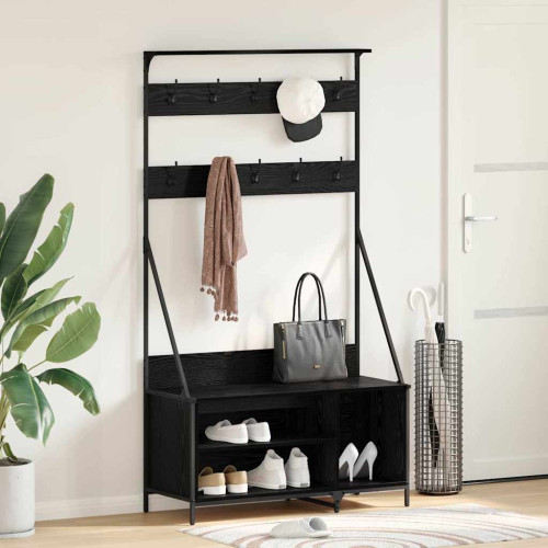 vidaXL Klädhängare Svart Ek 100 x 41 x 184 cm Konstruerat trä