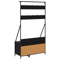 Produktbild för Klädhängare Svart Ek 100 x 41 x 184 cm Konstruerat trä