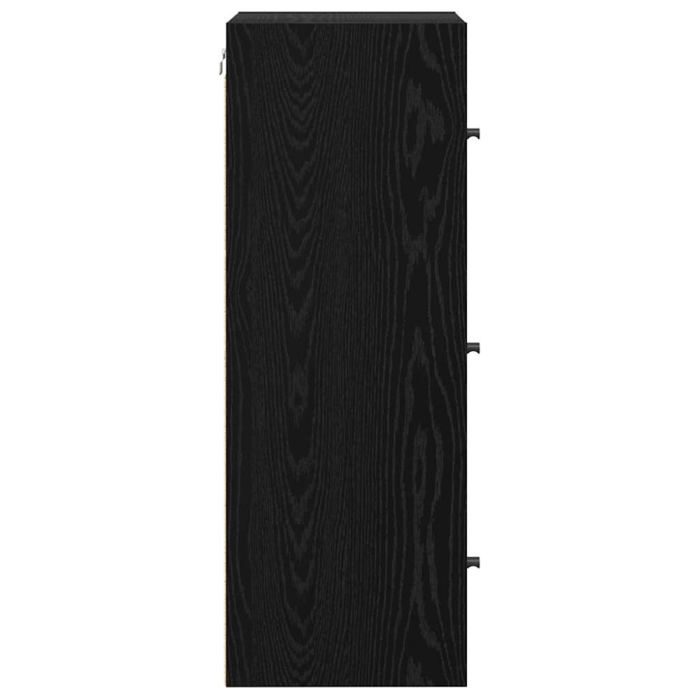 Produktbild för Väggskåp Väggmonterad Svart Ek 35 x 37 x 102 cm Konstruerat trä