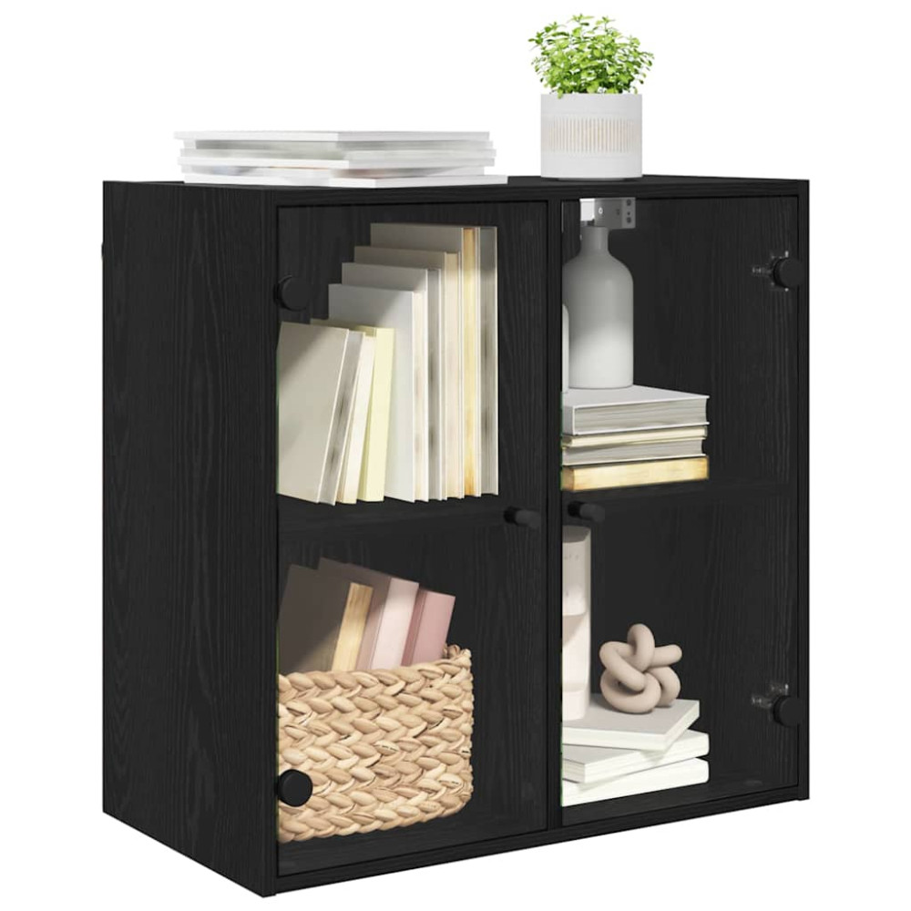 Produktbild för Väggskåp Svart Ek 68 x 37 x 68,5 cm Konstruerat trä
