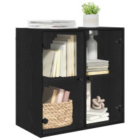 Produktbild för Väggskåp Svart Ek 68 x 37 x 68,5 cm Konstruerat trä