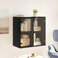 Produktbild för Väggskåp Svart Ek 68 x 37 x 68,5 cm Konstruerat trä