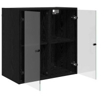 Produktbild för Väggskåp Svart Ek 68 x 37 x 68,5 cm Konstruerat trä