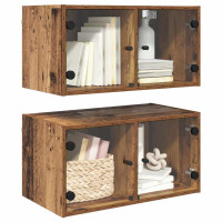 Produktbild för Väggskåp 2 pcs Gammalt trä 68 x 37 x 35 cm Konstruerat trä