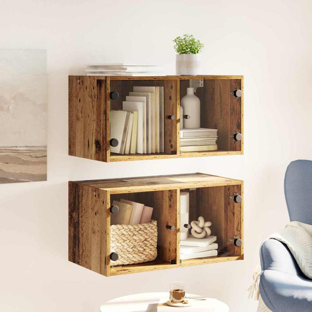 Produktbild för Väggskåp 2 pcs Gammalt trä 68 x 37 x 35 cm Konstruerat trä