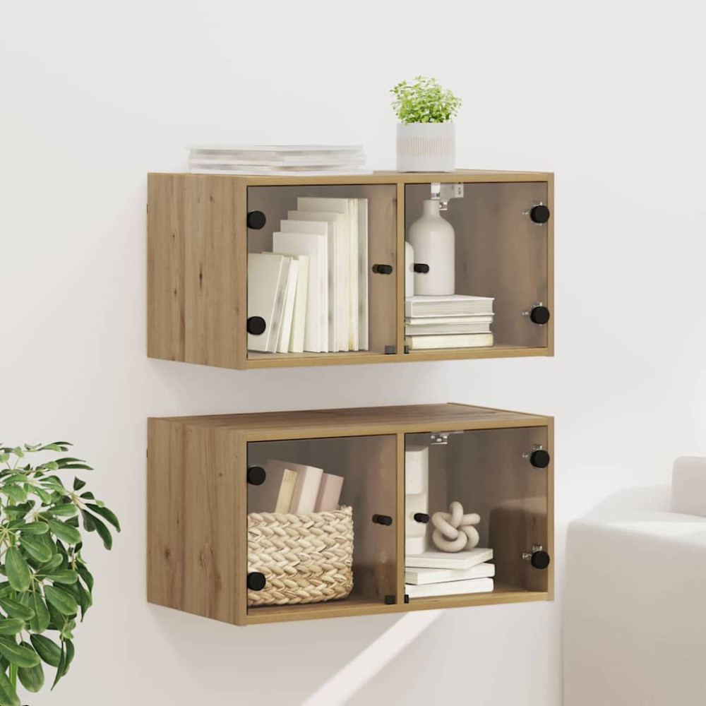 Produktbild för Väggskåp 2 pcs Artisan Ek 68 x 37 x 35 cm Konstruerat trä