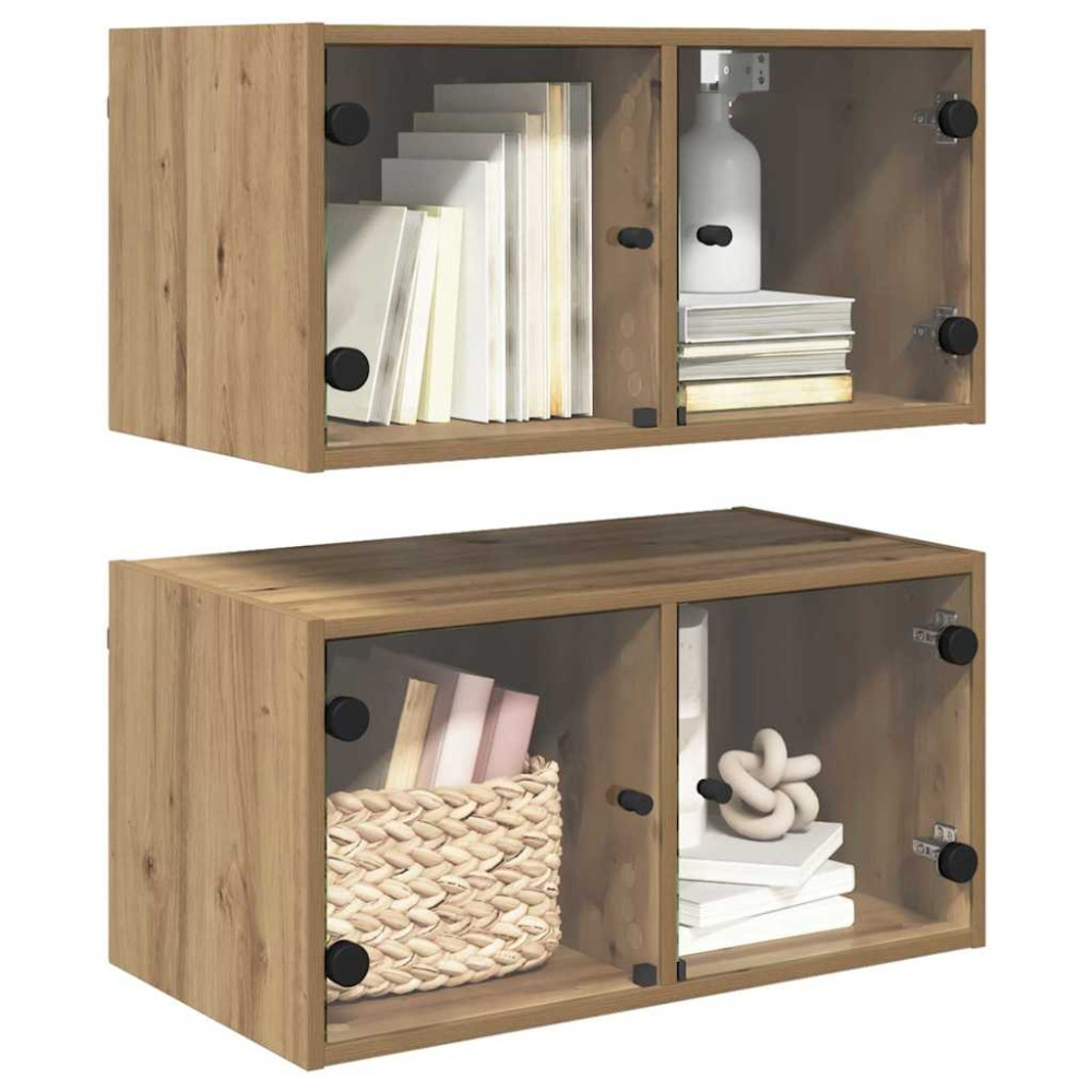 Produktbild för Väggskåp 2 pcs Artisan Ek 68 x 37 x 35 cm Konstruerat trä