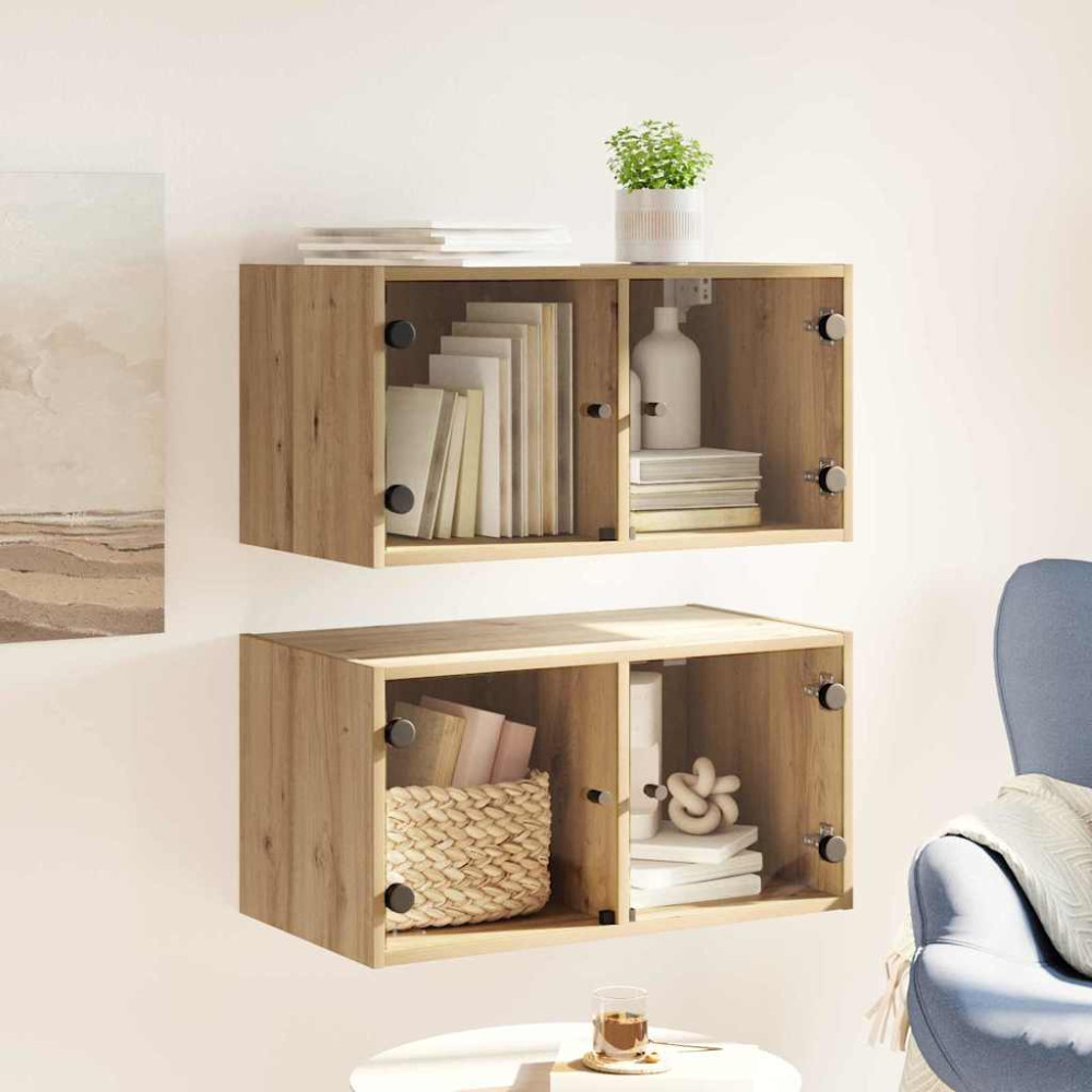 Produktbild för Väggskåp 2 pcs Artisan Ek 68 x 37 x 35 cm Konstruerat trä