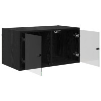 Produktbild för Väggskåp 2 pcs Svart Ek 68 x 37 x 35 cm Konstruerat trä