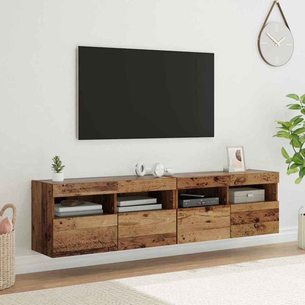 Produktbild för TV-väggskåp 2 pcs Gammalt trä 80 x 30 x 40 cm Konstruerat trä