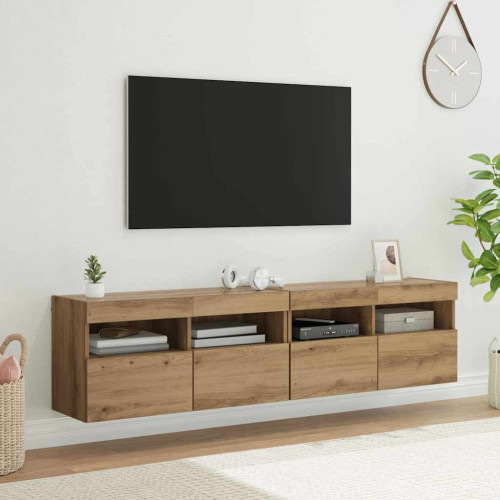 vidaXL TV-väggskåp 2 pcs Artisan Ek Konstruerat trä