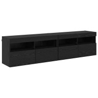 Produktbild för TV-väggskåp 2 pcs Svart Ek 80 x 30 x 40 cm Konstruerat trä