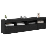 Produktbild för TV-väggskåp 2 pcs Svart Ek 80 x 30 x 40 cm Konstruerat trä