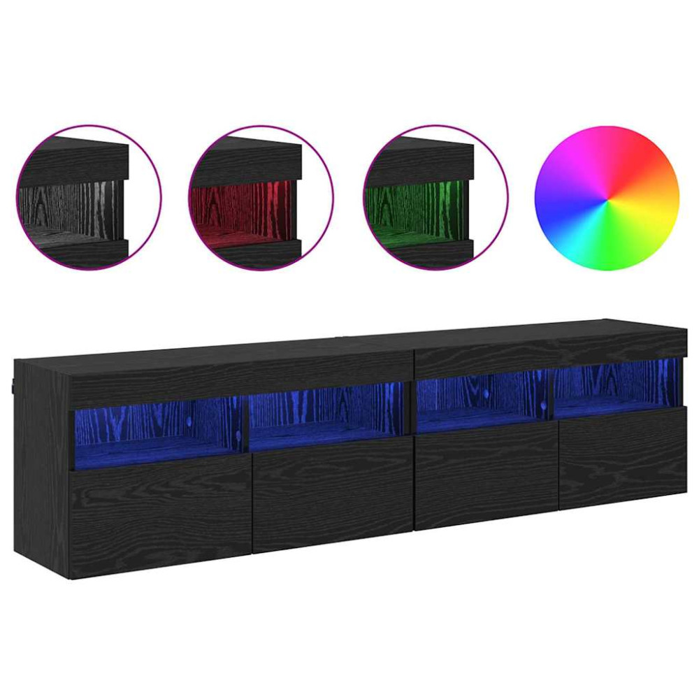 Produktbild för TV-väggskåp 2 pcs Svart Ek 80 x 30 x 40 cm Konstruerat trä