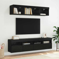 Produktbild för TV-väggskåp 2 pcs Svart Ek 80 x 30 x 40 cm Konstruerat trä