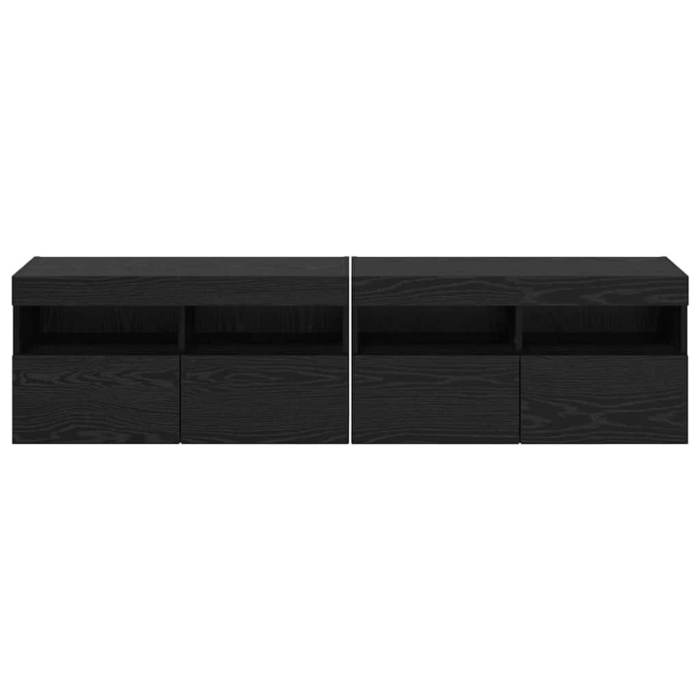 Produktbild för TV-väggskåp 2 pcs Svart Ek 80 x 30 x 40 cm Konstruerat trä