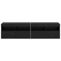 Produktbild för TV-väggskåp 2 pcs Svart Ek 80 x 30 x 40 cm Konstruerat trä
