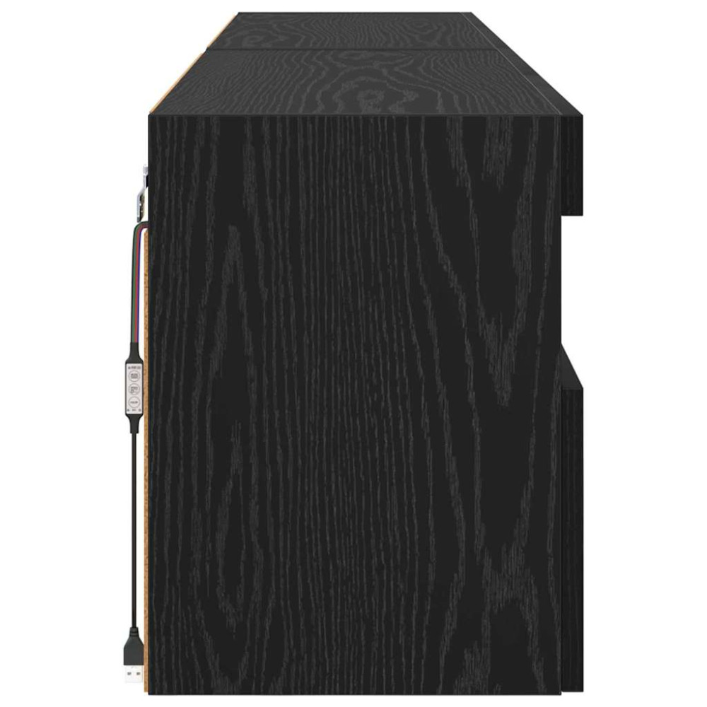 Produktbild för TV-väggskåp 2 pcs Svart Ek 80 x 30 x 40 cm Konstruerat trä