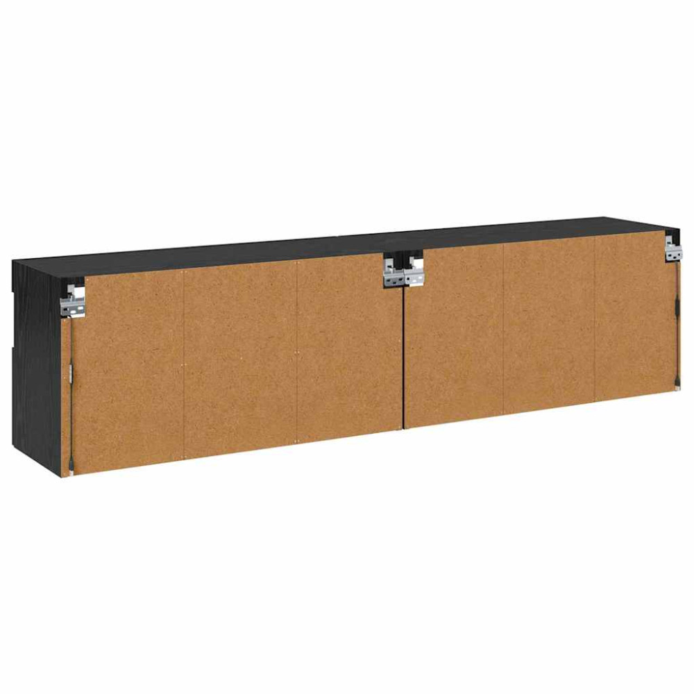 Produktbild för TV-väggskåp 2 pcs Svart Ek 80 x 30 x 40 cm Konstruerat trä