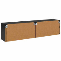 Produktbild för TV-väggskåp 2 pcs Svart Ek 80 x 30 x 40 cm Konstruerat trä