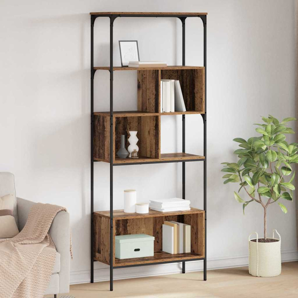 Produktbild för Bokhylla Gammalt trä 76 x 33 x 188,5 cm Konstruerat trä