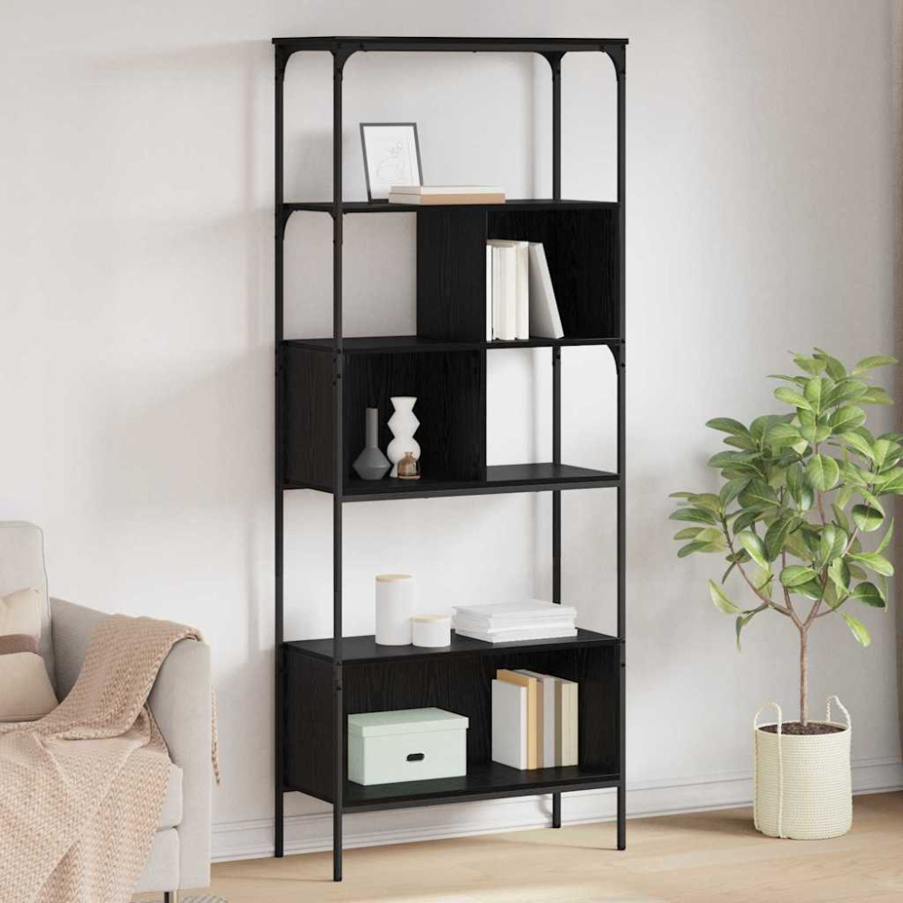 Produktbild för Bokhylla Svart Ek 76 x 33 x 188,5 cm Konstruerat trä