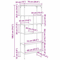 Produktbild för Bokhylla Svart Ek 76 x 33 x 188,5 cm Konstruerat trä