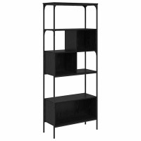Produktbild för Bokhylla Svart Ek 76 x 33 x 188,5 cm Konstruerat trä