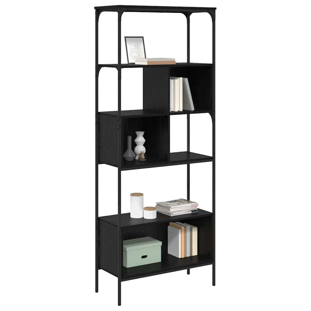 Produktbild för Bokhylla Svart Ek 76 x 33 x 188,5 cm Konstruerat trä