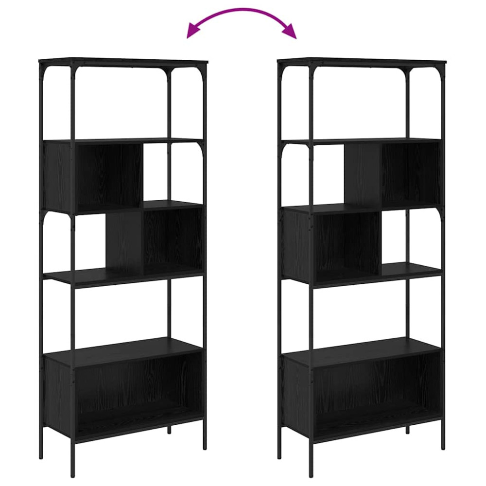 Produktbild för Bokhylla Svart Ek 76 x 33 x 188,5 cm Konstruerat trä