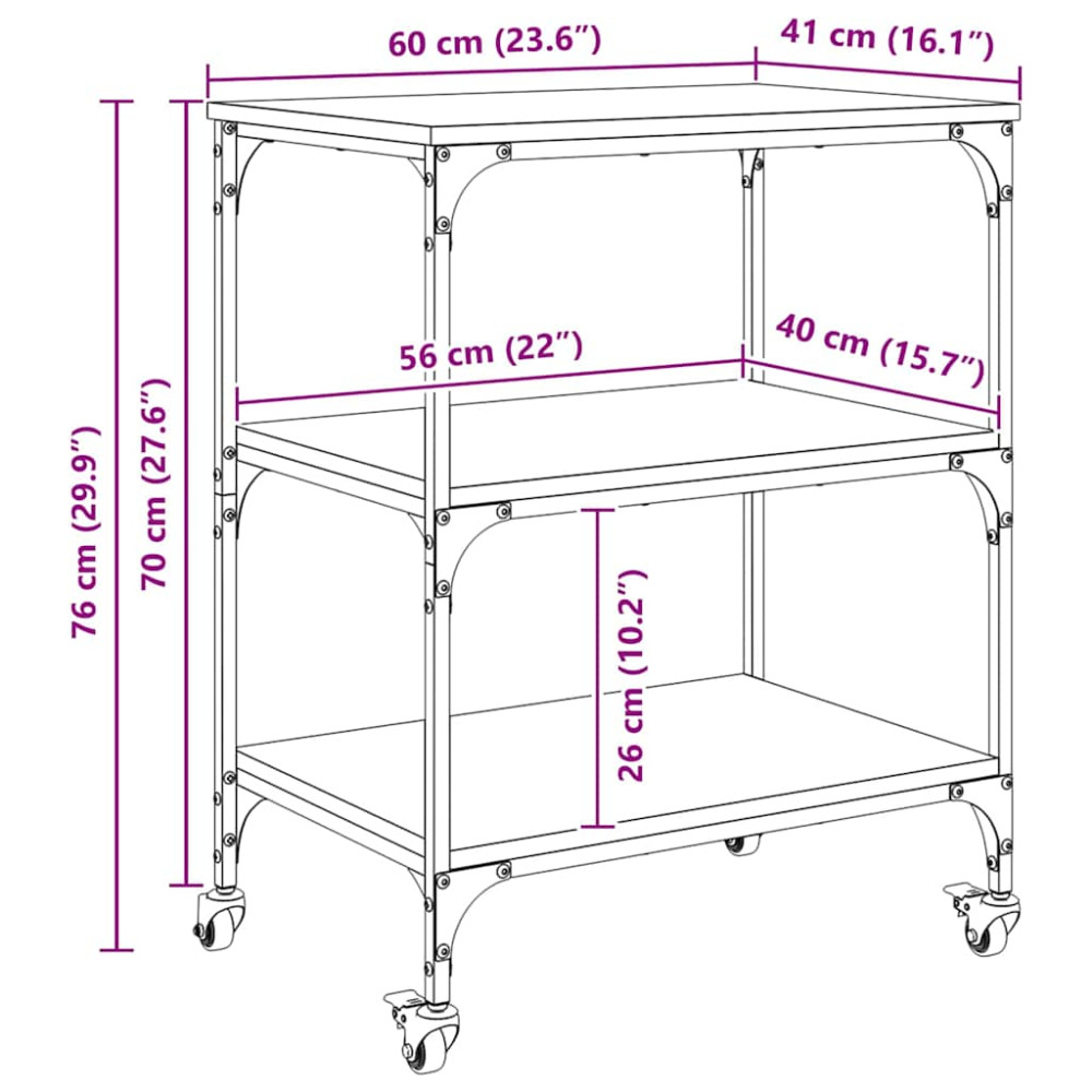 Produktbild för Köksvagn Gammalt trä 60 x 41 x 76 cm Konstruerat trä