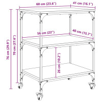 Produktbild för Köksvagn Gammalt trä 60 x 41 x 76 cm Konstruerat trä