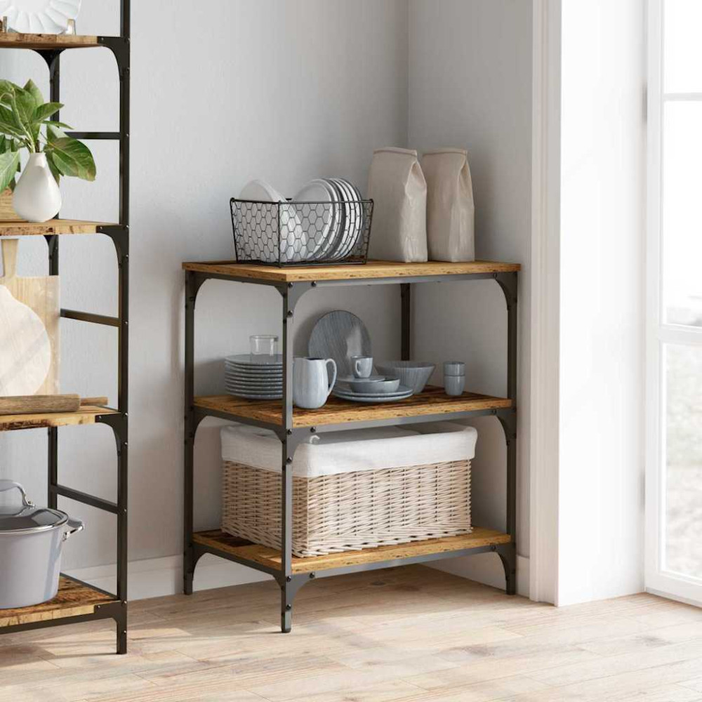 Produktbild för Köksvagn Gammalt trä 60 x 41 x 76 cm Konstruerat trä