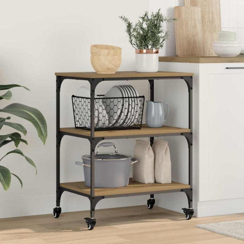 vidaXL Köksvagn Artisan Ek 60 x 41 x 76 cm Konstruerat trä