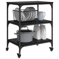 Produktbild för Köksvagn Svart Ek 60 x 41 x 76 cm Konstruerat trä