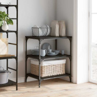 Produktbild för Köksvagn Svart Ek 60 x 41 x 76 cm Konstruerat trä
