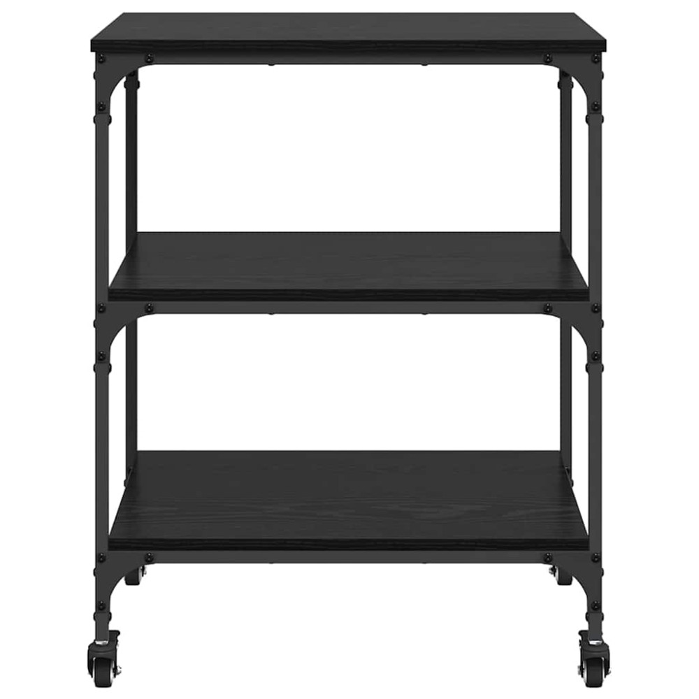 Produktbild för Köksvagn Svart Ek 60 x 41 x 76 cm Konstruerat trä