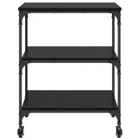 Produktbild för Köksvagn Svart Ek 60 x 41 x 76 cm Konstruerat trä