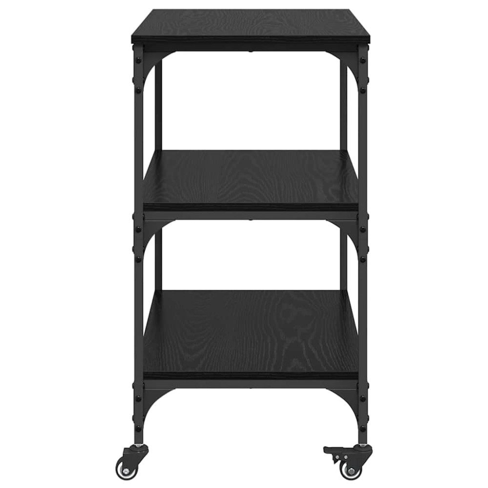 Produktbild för Köksvagn Svart Ek 60 x 41 x 76 cm Konstruerat trä