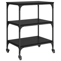 Produktbild för Köksvagn Svart Ek 60 x 41 x 76 cm Konstruerat trä