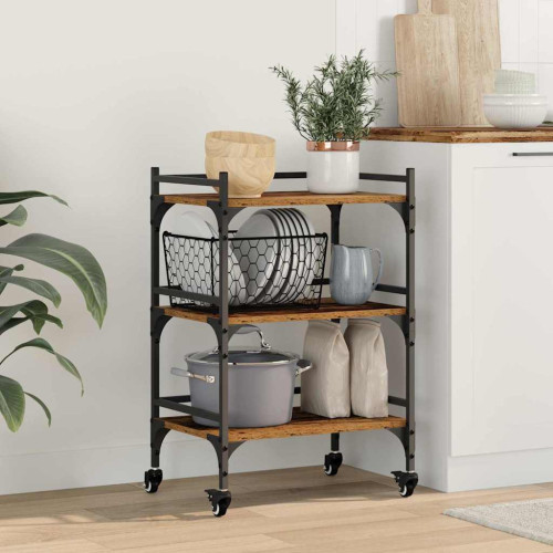 vidaXL Köksvagn Gammalt trä 50 x 35 x 75.5 cm Konstruerat trä